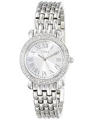 Timex Womens T2P2589J Crystal Silver-Tone Stainless Steel Bracelet Watch