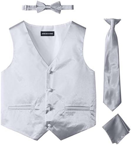 American Exchange Big Boys' Boys Satin 4 Piece Vest Set