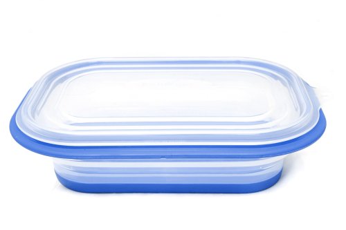 FoldTuk 6 Cup Rectangular Collapsible Bakeware and Storage Container, Blue