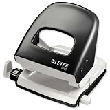 Leitz 5008 Punch 2-Hole Metal Robust with Hardened Cutters Capacity 25x 80gsm Black - Ref 5008-00-95