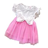 【SEBLES】ベビー服 女の子 女子 ワンピース ドレス シフォン オーガンジー スカート ノースリーブ フリル 袖 リボン 花 春 夏 ふんわり スカート 0歳 1歳 2歳(ピンク,73cm)