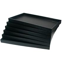 6 Black Leather Jewelry Display Trays Showcase Displays