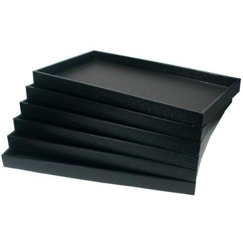 6 Black Leather Jewelry Display Trays Showcase Displays