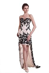 Sweetheart Fitted Applique Asymmetric Satin Prom Dress 