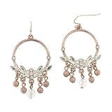 Pink Champagne Floral Hoop Chandelier Earrings