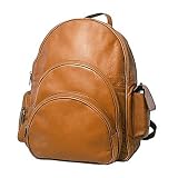 Tan David King Expandable Leather Computer Backpack