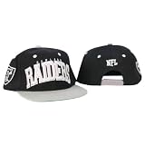 NFL Teams Embroidered Big Name and Logo Flat Bill Snap Back Hats - Oakland Raiders (Black)