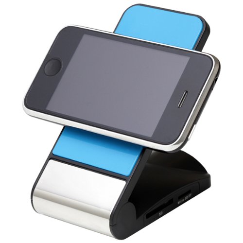 GROOVY iPhoneや携帯機器のお手軽スタンド・メモリーリーダ&ライター搭載 ブルー iPON MREADER