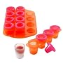 LUSH LIFE Ice Shot Glass Tray Mold - Dozen Shooter Glasses, Pink & Orange