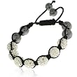 Shamballa'styl - 7cry - Bracelet 7 Boules Crystal Mixte - Macram� Tress� - Cristal/H�matite - Blanc - Ajustable