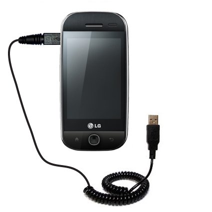 Coiled USB Cable for the LG GW620 with Power Hot Sync and Charge capabilities - uses Gomadic TipExchange Technology