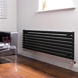 Aruba - Luxury High Gloss Black Horizontal Designer Radiator 472mm x 1600mm - Stunning Modern Design | 4,694 BTU's | 5 Year Guarantee