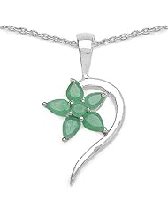1.00 Carat Genuine Emerald Sterling Silver Pendant Necklace. 18"