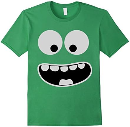 Men's  Funny Smiley Monster Om Nom Nom Face Halloween Shirt Large Grass