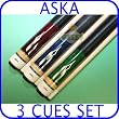 Billiard Pool Cue Stick Set Aska L8 3 pool cue sticks