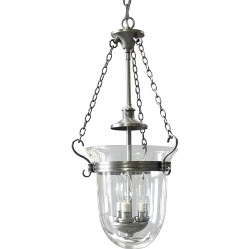 Click To Progress Lighting P3617-81 3-Light Inverted Foyer with Clear Hurrican Glass Shade, Antique Nickel Details... Progress Lighting P3617-81 3-Light Inverted Foyer with Clear Hurrican Glass Shade, Antique Nickel