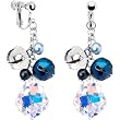 Handcrafted Austrian Crystal and Jingle Bell Clip Earrings