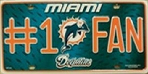 Miami Dolphins #1 Fan NFL Football License Plate Plates Tag Tags auto vehicle car front