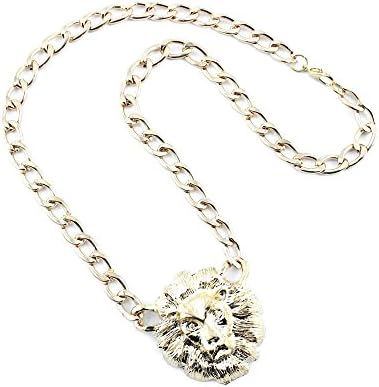 1 PCS Necklace Pendent XL0366 Golden Textured Lion Lionhead Thick Long Chain Choker Vintage Neck Bib Collar Lady Beauty