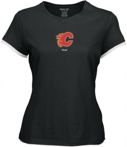 Calgary Flames Women's Frosted Logo Cap Sleeve Layered Tissue Tee