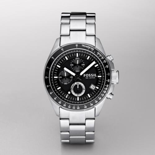 Fossil Men's CH2600 Decker Chronograph Stainless Steel Black Dial Watch