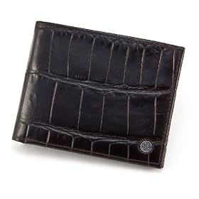 Buy Cole Haan Stanton Crocodile Print Leather Double Billfold Wallet, Dark Brown by Cole Haan
