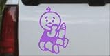 Baby With Bottle Car Window Wall Laptop Decal Sticker -- Purple 3in X 4.6in