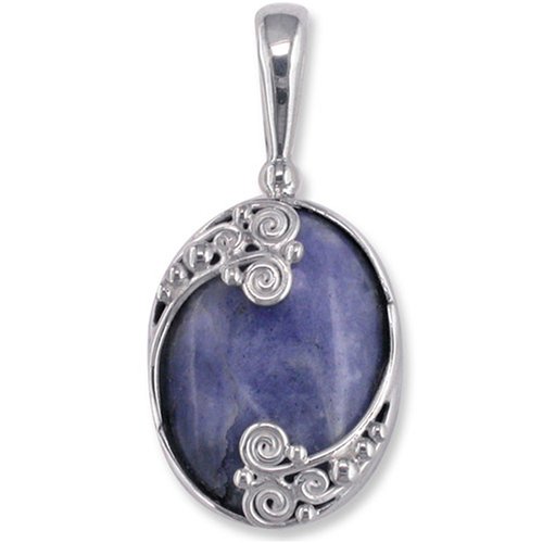 Sterling Silver Sodolite Oval Pendant by Sajen
