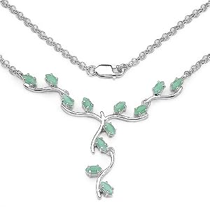 Buy 1.80 Carat Genuine Emerald Marquise .925 Silver Necklace by JewelzDirect
