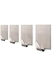 KONE Bathroom 3M Self Adhesive Hook for Towel and Robe , Brushed Stainless Steel, 4 - Pieces