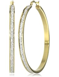 18k Gold Plated Stainless Steel Glitter Hoop Earrings (50mm Diameter)