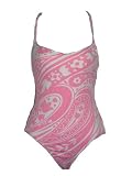 La Blanca Pink and White Paisley Print One Piece Lace Up Swimsuit