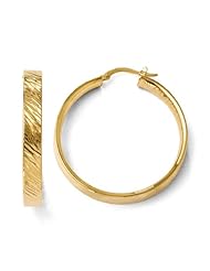 14k Yellow gold Leslies Polished and Textured Inside and Out Hoop