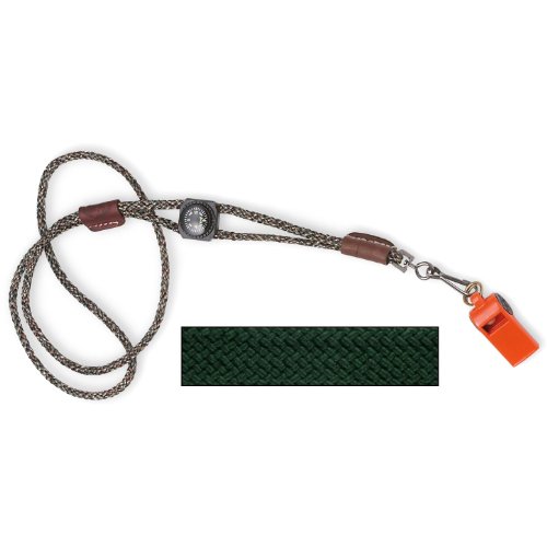 Mendota Whistle Lanyard, Single W/Compass - Green