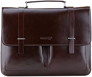 LB1 High Performance New Leather Briefcase for MSI GE40 2OC-009US i7-4702MQ 2.2GHz 16GB 128GB mSATA + 750GB 7200rpm HDD NVIDIA 760M 2GB W8 HD+ 14" Gaming Laptop Dark Brown Full-grain Leather Laptop Messenger Bag Business Travel Crossbody Case