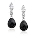 Sterling Silver Simulated Onyx & Cubic Zirconia Drop Earrings by Cheline