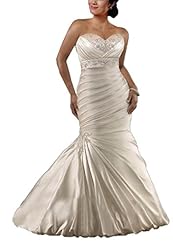 Sweetheart Mermaid Beaded Evening Dress/Prom Dress/Party Dress/Wedding Dress  With a Sash 