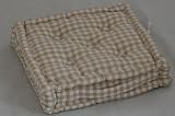 Homescapes Beige & White GINGHAM Check Floor Cushion - 100% Cotton - 40 x 40 x 10 cm Square - Indoor - Garden - Dining chair booster Seat Cushion Pad