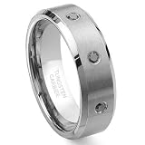 Tungsten Carbide Black Diamond Wedding Band Ring 8mm