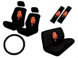 11 Piece Auto Interior Gift Set - Dragon Red - 2 Bottom Seat Covers, 2 Top Seat Covers, 2 Headrest Covers, 2 Seat Belt Shoulder Pads, 1 Steering Wheel Cover, 1 Bottom Bench Seat Cover, 1 Top Bench Seat Cover