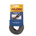 Velcro Reusable Self-Gripping Ties, 0.5 Inches x 8 Inches, Black/Gray, 50 Ties per Pack (90924)