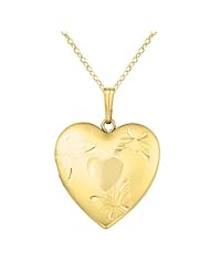 Gold over silver SS & Yg Plated Heart Shaped Locket w/ Butterlies Necklace