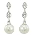 14K White Gold Pearl and Diamond Earrings