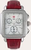 Michele Deco Chronograph Garnet Leather Ladies Watch MWW06A000338