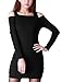 Women Square Neck Long Sleeve Cut Out Shoulder Knit Mini Dresses