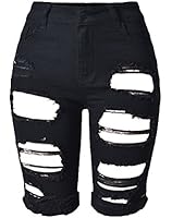 Olrain Womens High Waist Ripped Hole Washed Distressed Short Jeans