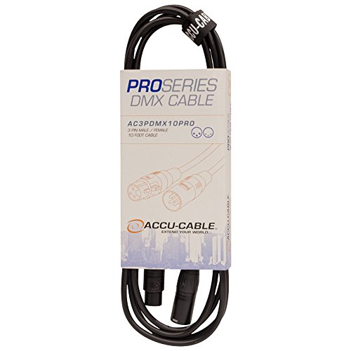 Accu Cable, PRO Series DMX Stage Light Cable, 3 Pin Connection AC3PDMX10PRO (10 FT)