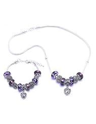 Antique Heart Charm Bracelet and Necklace Gift Set Girls Pandora Style