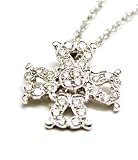 Cross Pendant Necklace with Diamond, 18k White Gold, Chain 16 Long (T.w 0.35)