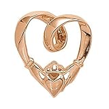 14K Rose Gold Claddagh Heart Pendant